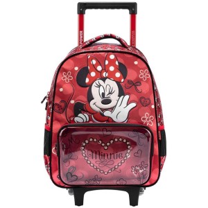 Mochila Infantil Com Rodinha Minnie R2 Vermelha Md