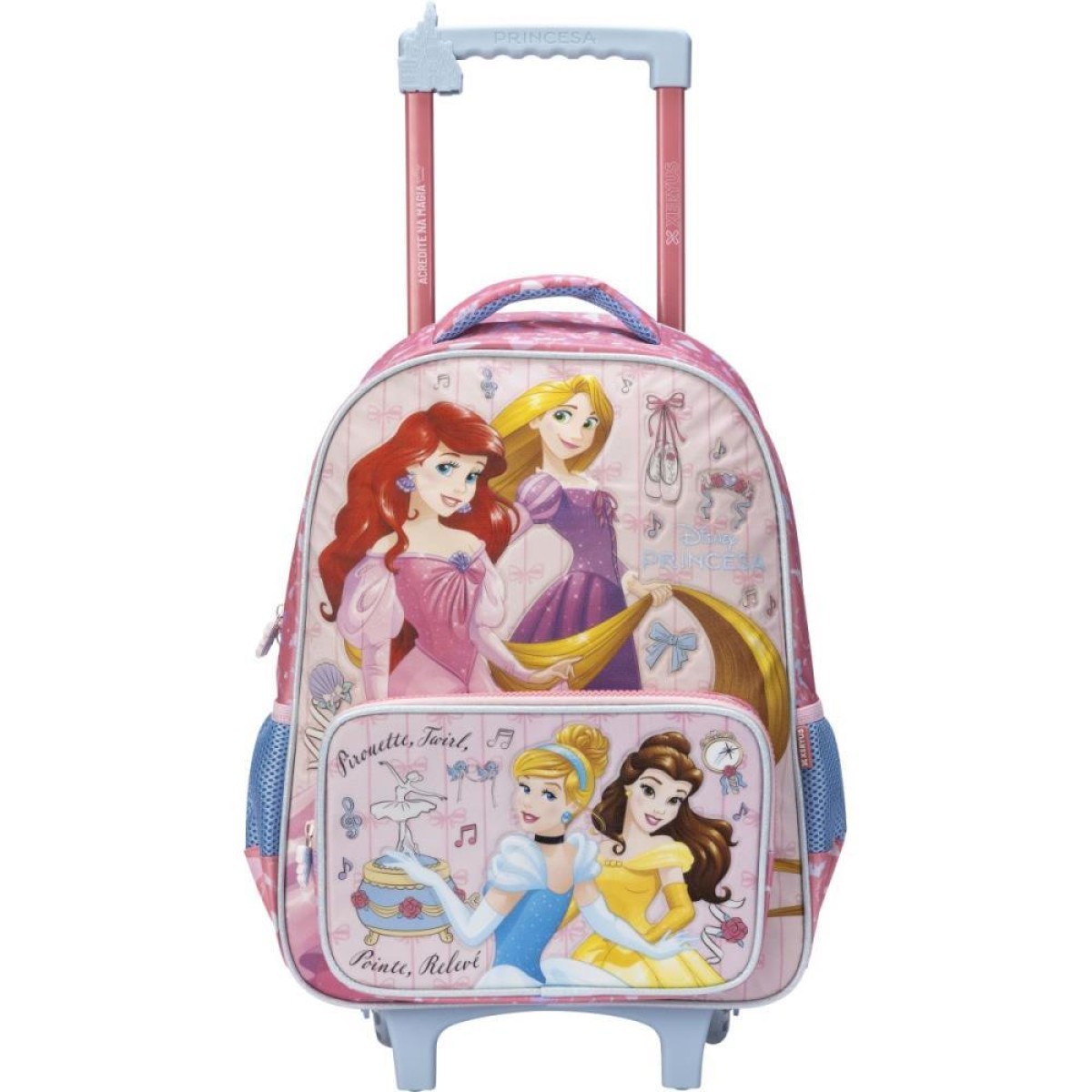 Mochila Infantil Com Rodinha Princesa R C/alca Rosa Gr