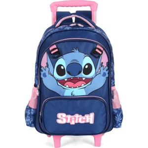 Mochila Infantil Com Rodinha Stitch G Azul