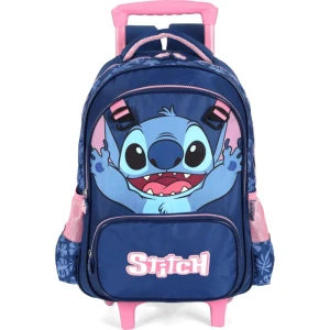 Mochila Infantil Com Rodinha Stitch G Azul