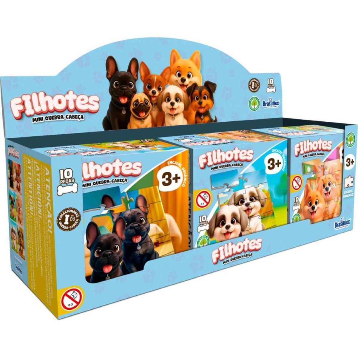 Quebra-cabeca Madeira Filhotes Mini 10 Pecas