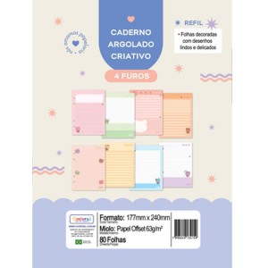 Refil Para Caderno Lovvy P/argolado 63g.80fls.