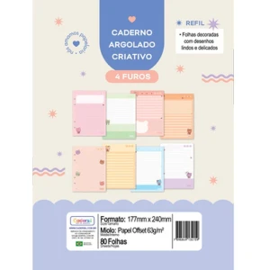 Refil Para Caderno Lovvy P/argolado 63g.80fls.