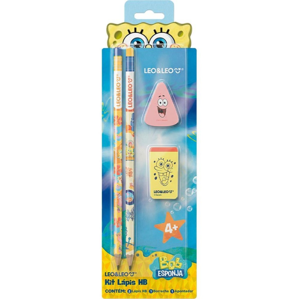 Kit Escolar Bob Esponja C/4 Pecas