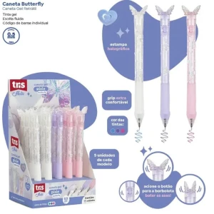 Caneta Gel Tris Butterfly Retratil 0.5mm