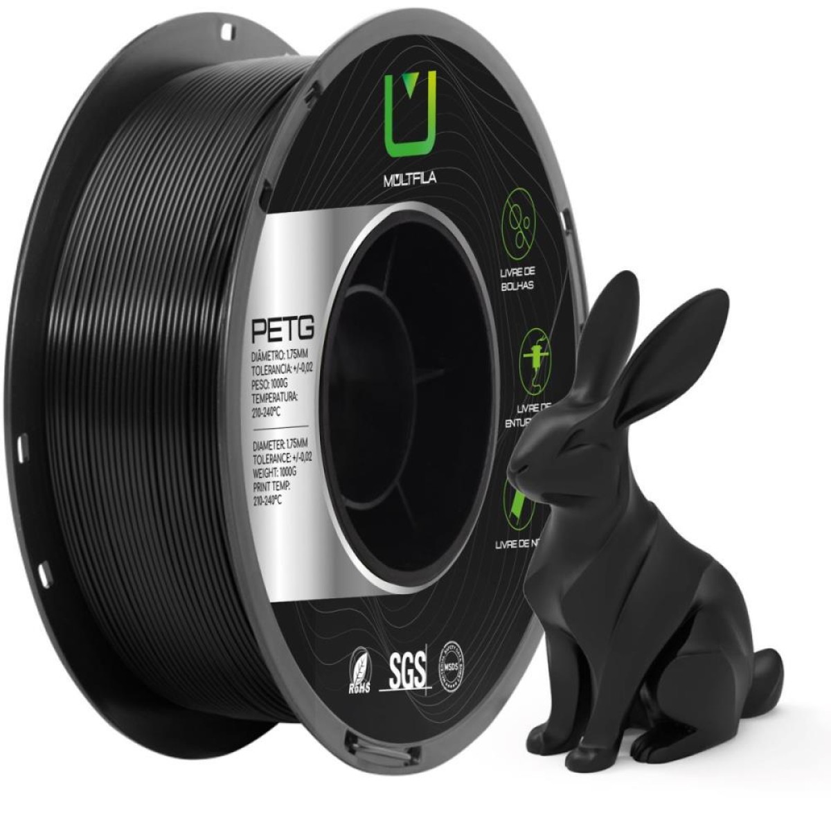 Filamento 3d Preto Petg 1 Kilo