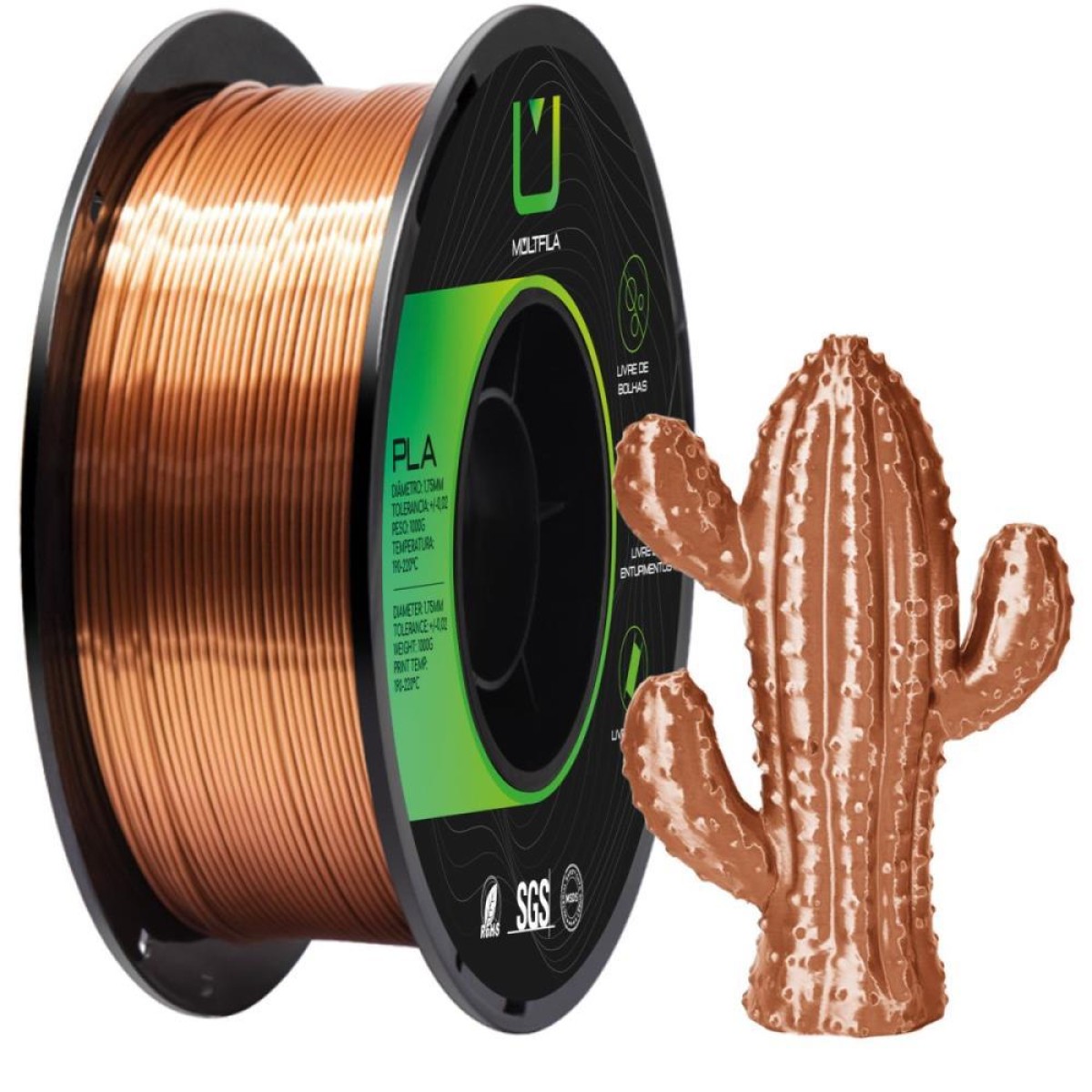 Filamento 3d Silk Cobre Pla 1 Kilo
