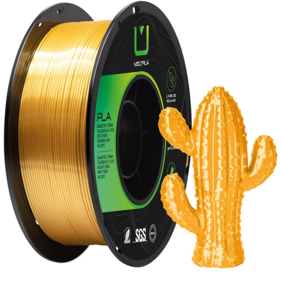 Filamento 3d Silk Ouro Pla 1 Kilo