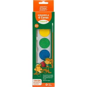 Aquarela Escolar Leo E Leo C/pincel 6 Cores