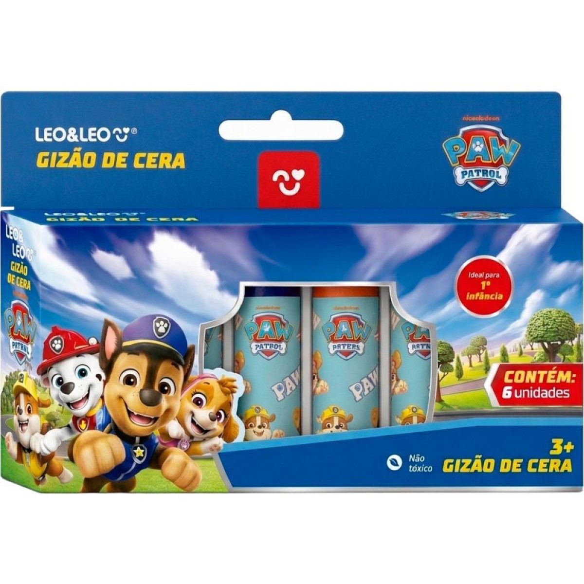 Giz De Cera Curto Patrulha Canina 6 Cores