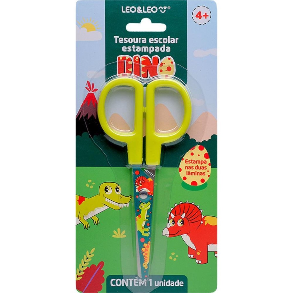 Tesoura Escolar Decorada Dino 13cm