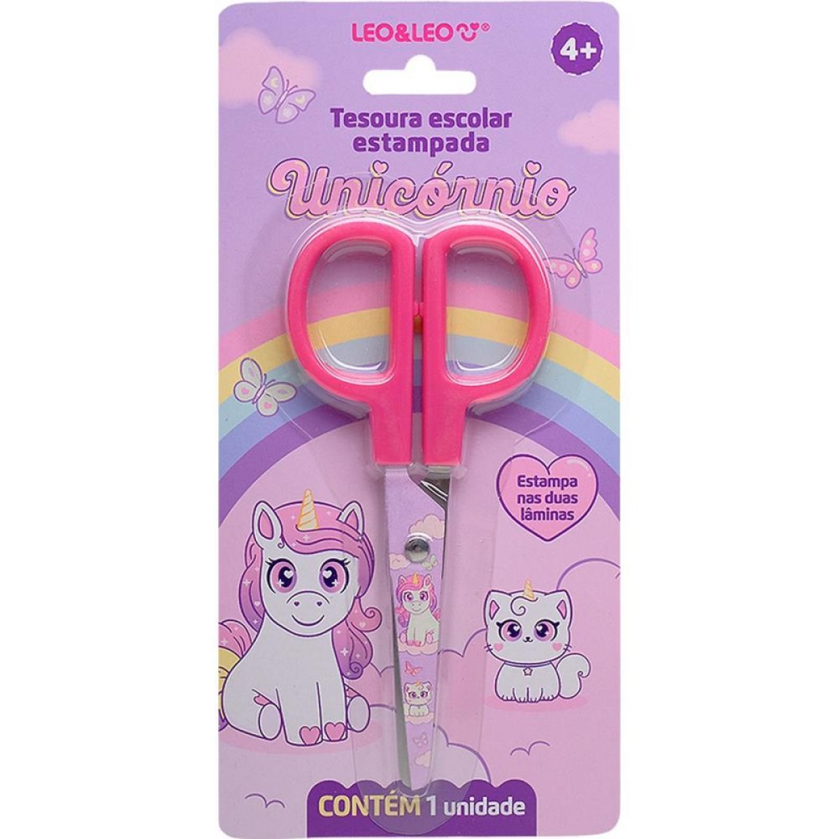 Tesoura Escolar Decorada Unicornio 13cm