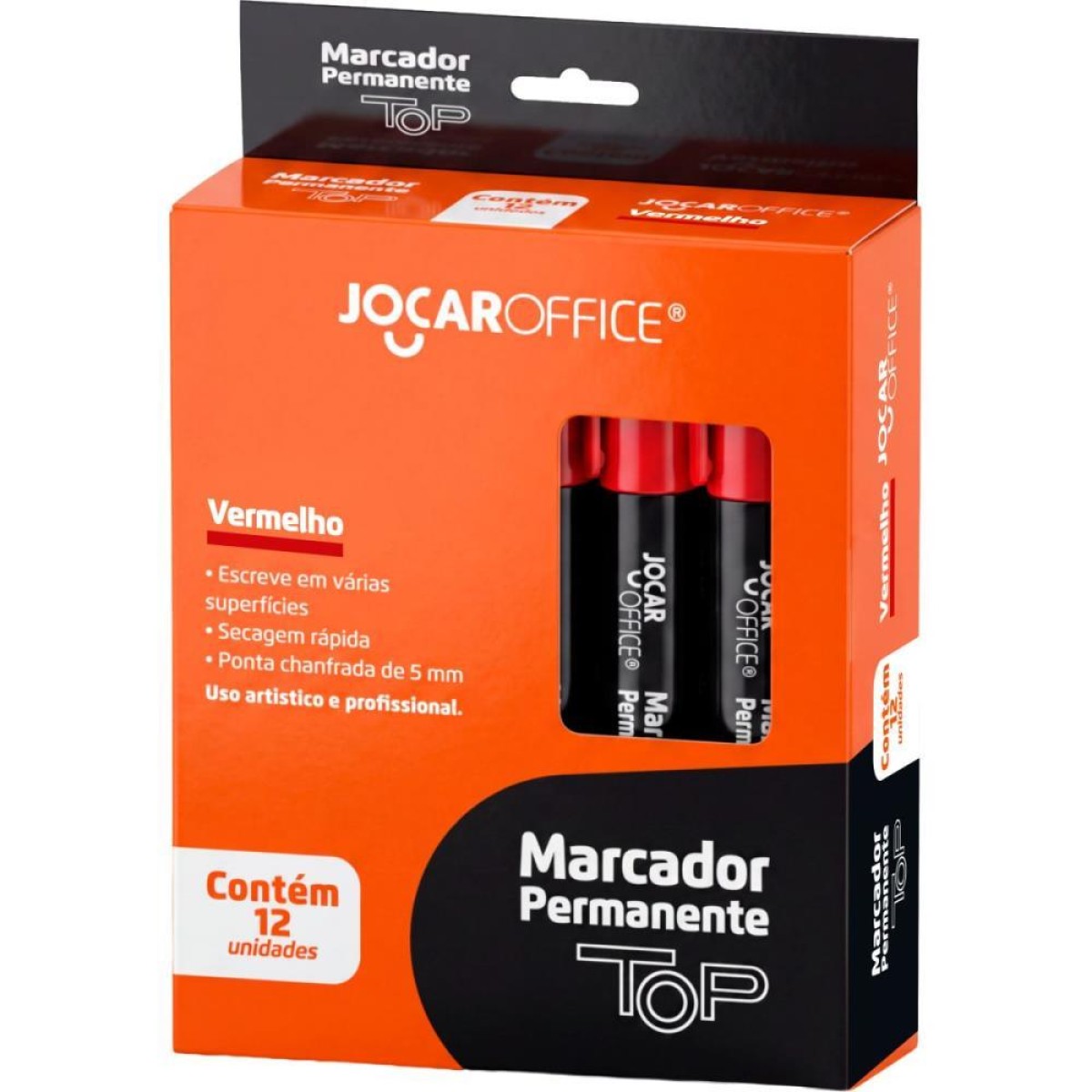 Pincel Marcador Permanente Jocar Chanfrado Top Vermelho