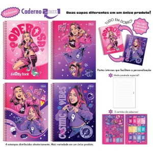 Caderno 01x1 Capa Dura Rosa Rosa 80fls 2 Em 1