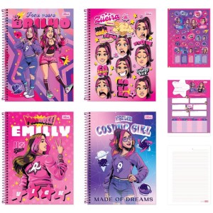 Caderno 10x1 Capa Dura Dos Rosa 160fls