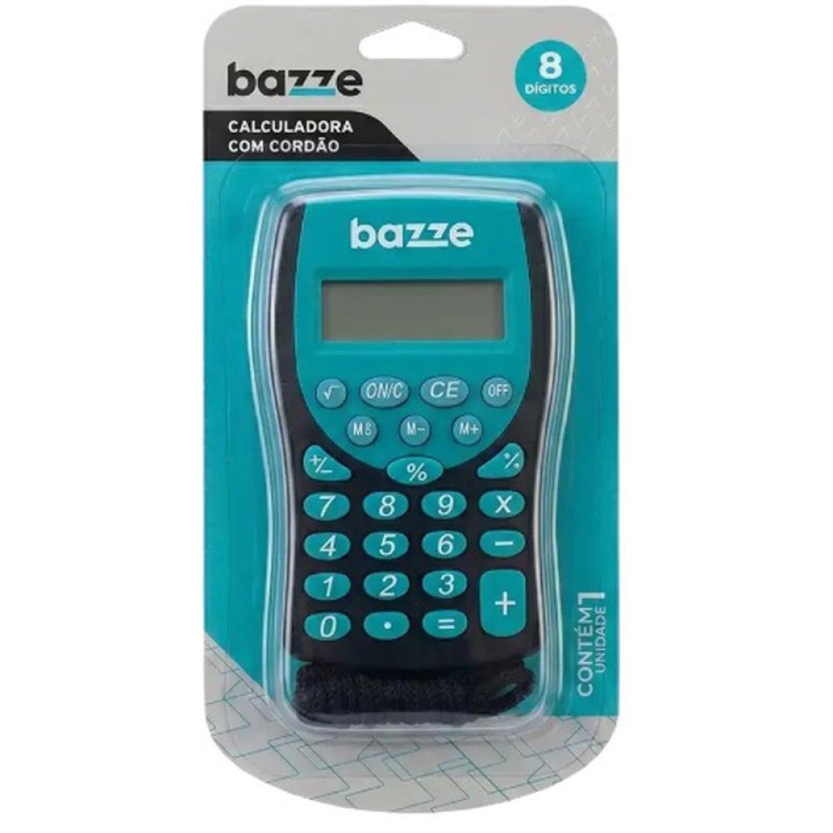 Calculadora De Bolso 8dig. Bazze Preto/turquesa C/cordao