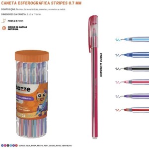 Caneta Esferografica Bazze Stripes 0.7 6cores