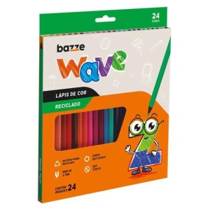 Lapis De Cor Sextavado Bazze Wave Reciclado 24cores