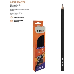 Lapis Preto Sextavado Bazze Hb Preto 12unid.