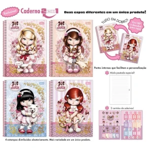 Caderno 01x1 Capa Dura Jolie 80fls 3 Em 1
