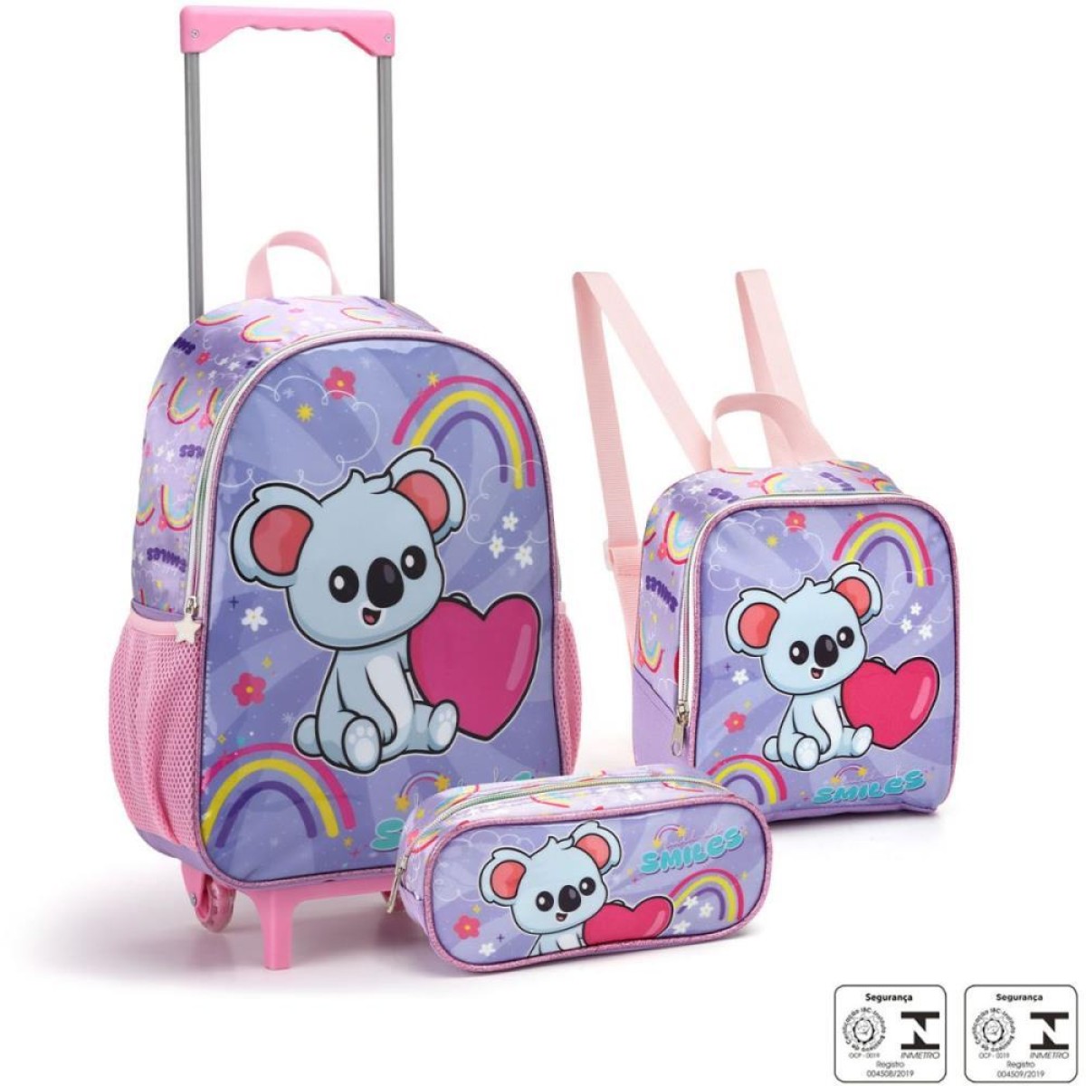 Mochila Infantil Com Rodinha Bichinhos Fofos Lanc+est(s