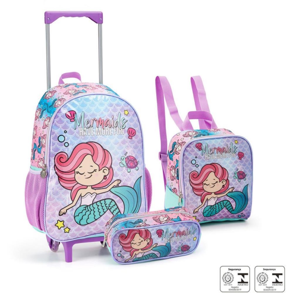 Mochila Infantil Com Rodinha Sereia/unicornio Lanc+est (s)