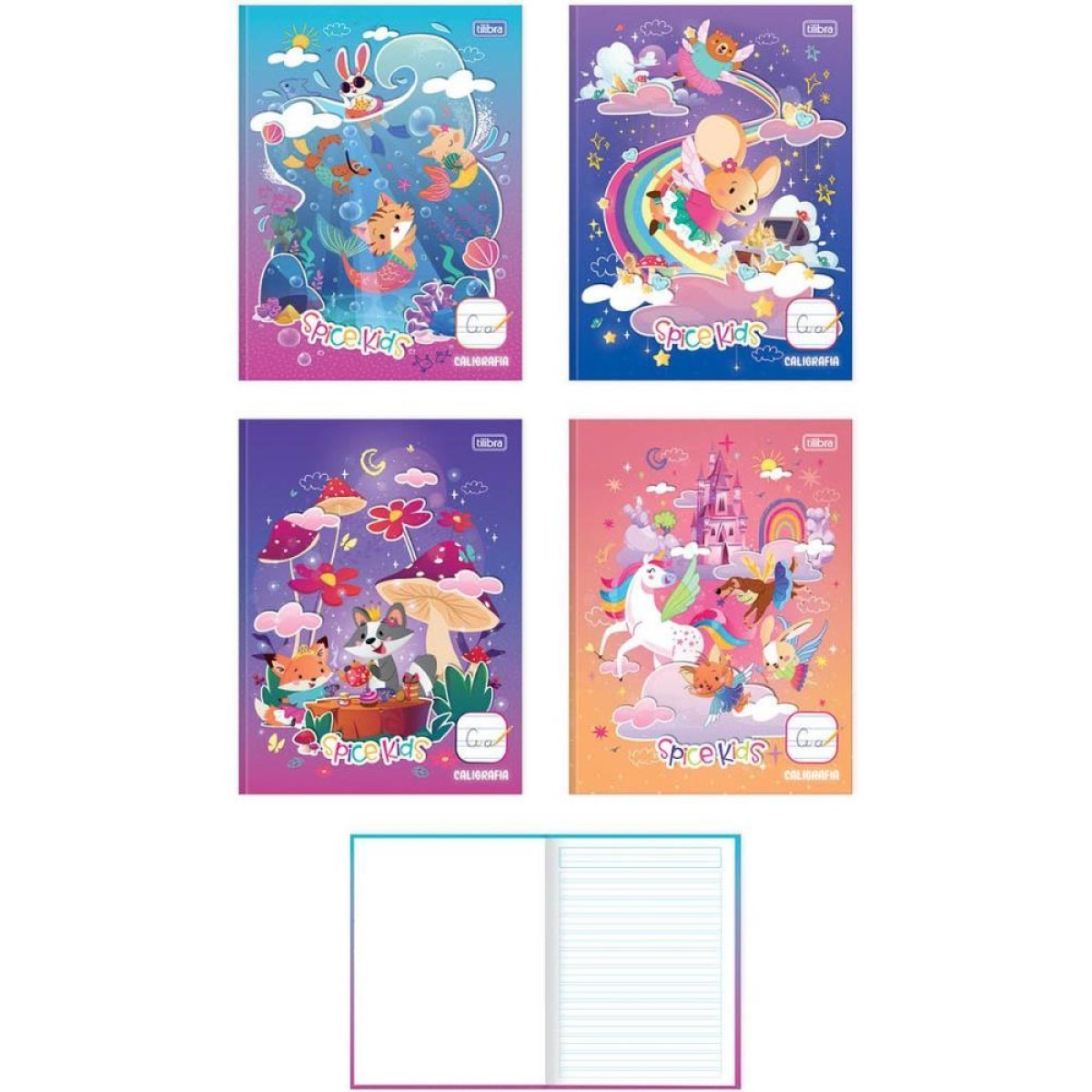 Caderno Caligrafia Capa Dura Spice Kids 40fls Brochura Feminino