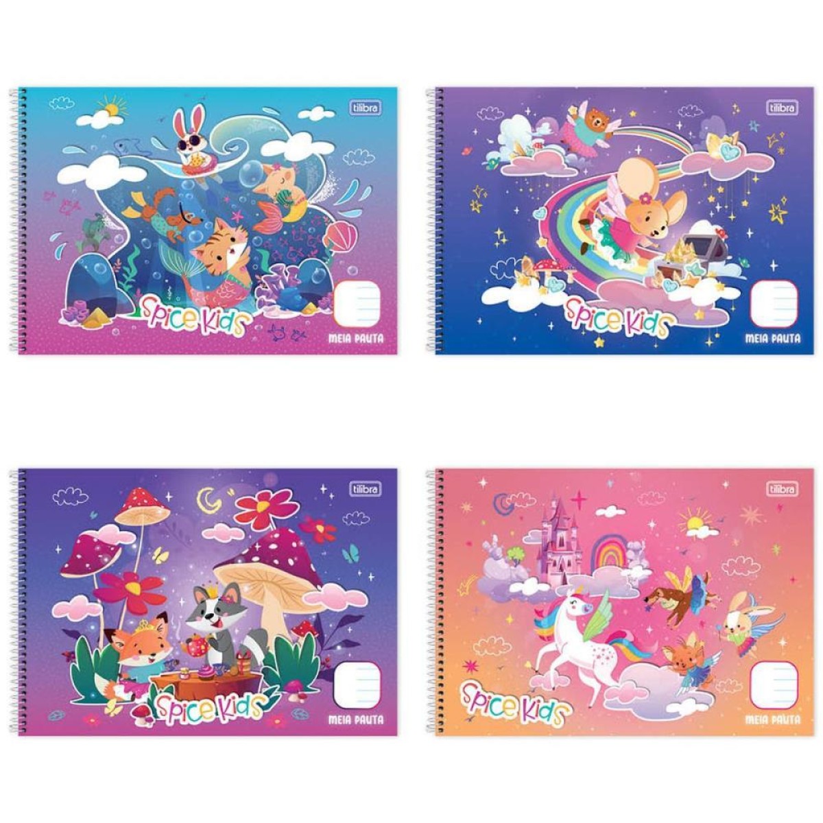Caderno Desenho Univ Capa Dura Spice Kids Meia Pauta 40f Fem