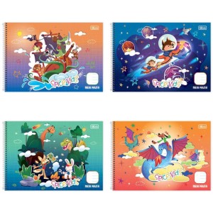Caderno Desenho Univ Capa Dura Spice Kids Meia Pauta 40f Masc