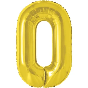 Balao Metalizado Numero 0 Dourado 70cm.