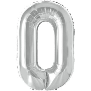 Balao Metalizado Numero 0 Prata 70cm.