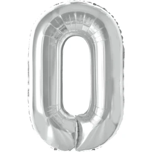 Balao Metalizado Numero 0 Prata 70cm.