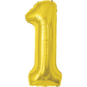 Balao Metalizado Numero 1 Dourado 70cm.