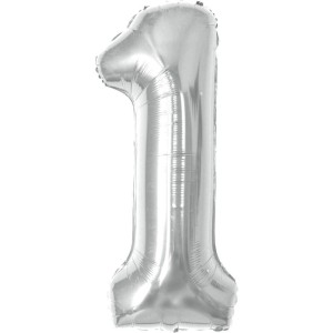 Balao Metalizado Numero 1 Prata 70cm.