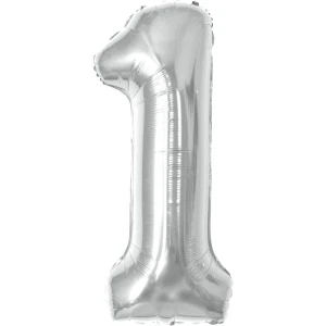 Balao Metalizado Numero 1 Prata 70cm.