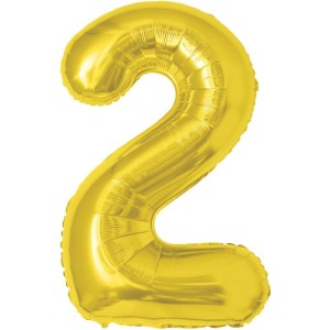 Balao Metalizado Numero 2 Dourado 70cm.
