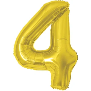 Balao Metalizado Numero 4 Dourado 70cm.