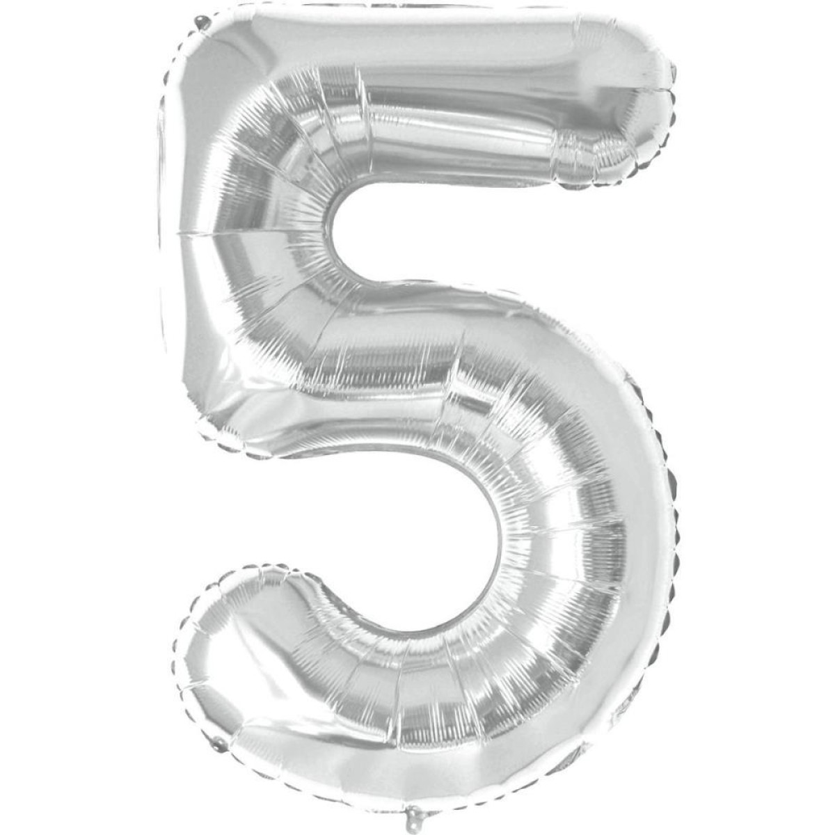 Balao Metalizado Numero 5 Prata 70cm.