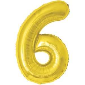 Balao Metalizado Numero 6 Dourado 70cm.