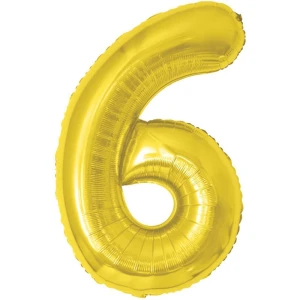 Balao Metalizado Numero 6 Dourado 70cm.