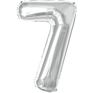 Balao Metalizado Numero 7 Prata 70cm.