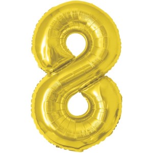 Balao Metalizado Numero 8 Dourado 70cm.