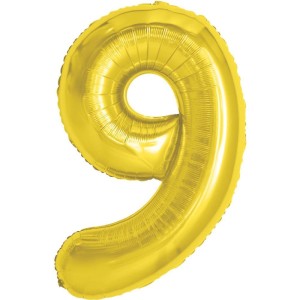 Balao Metalizado Numero 9 Dourado 70cm.