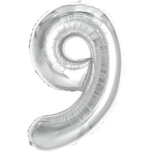 Balao Metalizado Numero 9 Prata 70cm.
