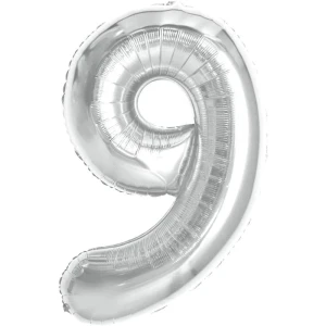 Balao Metalizado Numero 9 Prata 70cm.