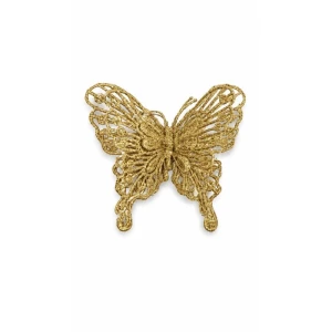 Artigo Para Decoracao Natal Enfeite Borboleta 12cm Ouro