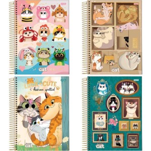 Caderno 10x1 Capa Dura Funny Cat 160fls.