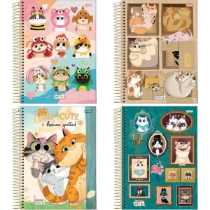 Caderno 10x1 Capa Dura Funny Cat 160fls.