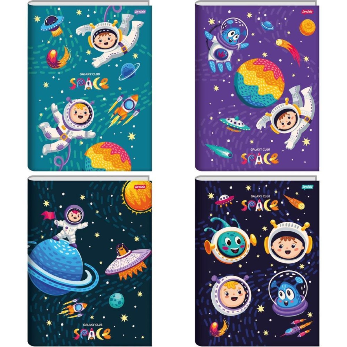 Caderno Brochura 1/4 Capa Dura Galaxy Club Space 80fls.