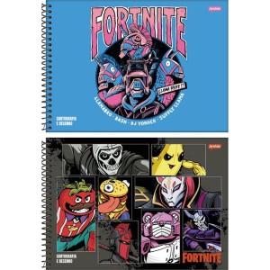 Caderno Desenho Univ Capa Dura Fortnite Espiral 80fls.